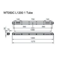 PHILIPS WT050C 1xTLED L1200 prachotěs pro 1 LED trubici IK08, nerezové spony