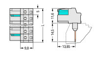 Konektor (zásuvka) pro řadové svorky kolíky 0,6x1 mm 11pól.