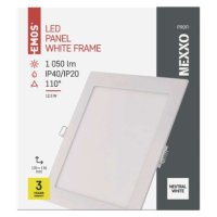 LED vestavné svítidlo NEXXO, čtvercové, bílé, 12,5W, neutrální bílá EMOS ZD2135