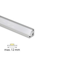 Rohový hliníkový profil RT2, 18x18mm, mléčný difuz., 2m MCLED ML-761.054.74.2