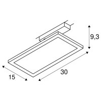 PANEL TRACK square 150 x 300 mm, 1fázový spot černý 18 W 3000 K    SLV 1004933