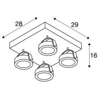 KALU LED 4 nástěnné a stropní svítidlo square bílá/černá 3000K 60° SLV 1000136