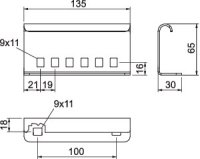 OBO AVL 60 FS Vnější spojka kabel. žebříku 135x65x30 Ocel pásově zinkováno