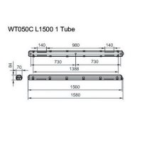 PHILIPS WT050C 1xTLED L1500 prachotěs pro 1 LED trubici IK08, nerezové spony