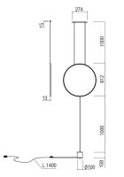 Závěsné svítidlo SLICK SU/LAMP RD LED 19W 3000K GD REDO 01-2196