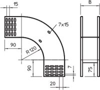 OBO RBV 140 F FT Svislý oblouk 90° klesající 110x400 Ocel žár.zinek