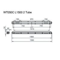 PHILIPS WT050C 2xTLED L1500 prachotěs pro 2 LED trubice IK08, nerezové spony