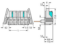 Konektor (zásuvka) pro řadové svorky kolíky 0,6x1 mm 11pól.