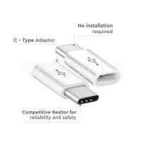 Micro USB To Type C Adaptor White , VT-5