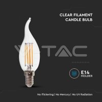 LED Bulb 4W Filament Candle Flame E14 Natural White, VT-1997 V-TAC SKU214429