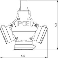 rozbočka 3 x , 16A/250V, IP44, německý standard PCE 25311-s