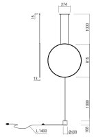 Závěsné svítidlo SLICK SU/LAMP RD LED 28W 3000K GD REDO 01-2198