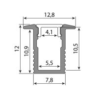 Vestavný hliníkový profil VN, 13x12mm, matný difuzoru, 1m MCLED ML-761.029.43.1