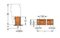 Konektor s pájecími piny THT, pájecí kontakt 1,0x1,0 mm, rovné, oranžová 2pól.