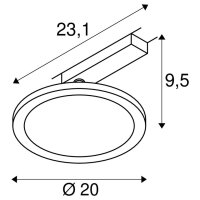 PANEL TRACK round, 200 mm, 1fázový spot černý 18 W 3000 K    SLV 1004935