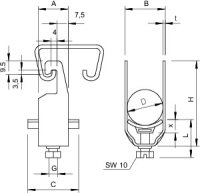 Třmenová příchytka OBO 2056U 12 FT jednoduchá 8-12mm Ocel žár.zinek