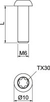OBO 7380T M6x20 A2 Šroub s plochou hlavou vnitřní Torx M6x20mm Nerez ocel A2