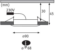 Premium vestavné svítidlo LED Suon stmívatelné 2700K 6,5W 230 V saténové 999.41