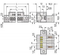 Konektor s pájecími piny CAGE CLAMP 1,5mm2 šedá 12pól. WAGO 734-312/019-000