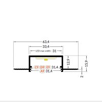 AL profil FKU78-04 pro LED, bez plexi, 2m, surový FK TECHNICS 4739568