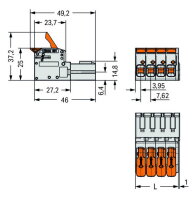 Konektor s pájecími piny Páčka Push-in CAGE CLAMP šedá 4pól. WAGO 831-1204