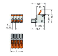 Pružinová svorka Páčka CAGE CLAMP sv.šedá 16mm2 6pól. WAGO 832-1106/334-000