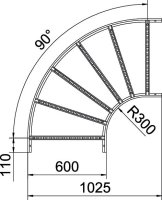 OBO LB 90 660 R3 A2 Oblouk 90° pro kabelový žebřík 60x600 Nerez 1.4307 A2 1.4301