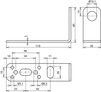 Upevňovací úhelník 90° nerez 110x60x30mm pro DEHNgate 106314