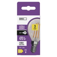 LED žárovka Filament Mini Globe E14 3,4W (40W) 470 lm neutrální bílá EMOS ZF1221