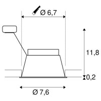 HORN GU10 stropní zápustné svítidlo černé 25 W testováno blower door SLV 1005435