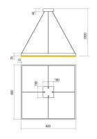 Závěsné svítidlo FEBE SU LED SQ 50W 3000K D800*800 SWH REDO 01-2905