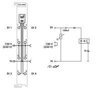 4kanálový binární vstup AC 120/230 V světle šedá WAGO 753-440