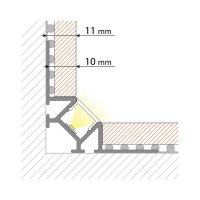 Hliníkový profil pro obklady a dlažbu DR, 56x22mm, mléčný difuz, 1m