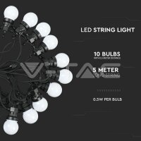 0.5W LED String Light 5m10 Bulbs EU 3000 V-TAC SKU217436