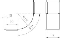 OBO DBV 200 S DD Víko svislého oblouku 90° stoupající B200mm Ocel