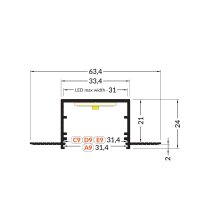 AL profil FKU78-05 pro LED, bez plexi, 1m, elox FK TECHNICS 4739569