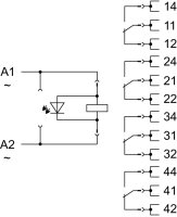 Reléový modul, jmenovité vstupní napětí AC 115 V, 4 přepínací kontakty