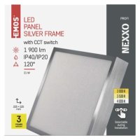 LED přisazené svítidlo NEXXO, čtvercové, stříbrné, 21W, se změnou CCT