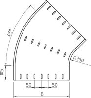 OBO RB 45 640 FT Oblouk 45° vodorovný kruhové provedení 60x400 Ocel žár.zinek