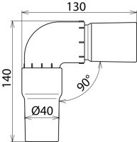 Úhlová spojka 90 stupňů D 40 / L120 mm pro soupravu pro suché čištění do 36 kV