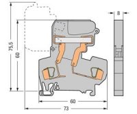 2vodičová rozpojovací svorka, na DIN 35x15/35x7,5 4mm2, šedá WAGO 281-624