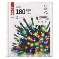 LED vánoční řetěz, 18 m, venkovní i vnitřní, multicolor, programy EMOS D4AM09