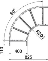 OBO LB 90 640 R3 A4 Oblouk 90° pro kabelový žebřík 60x400 Nerez