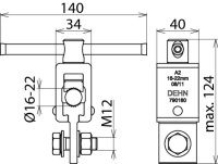 Objímka na připojovací čep D 16 mm s kličkou 16-150 mm2 DEHN 790160