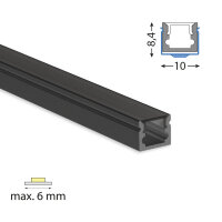 Přisazený hliníkový profil PT černý 10x8 mm černý difuzor 2m ML-761.337.07.2