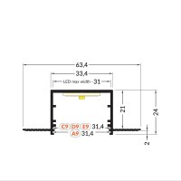 AL profil FKU78-05 pro LED, bez plexi, 1m, surový FK TECHNICS 4739571