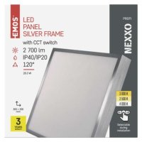 LED přisazené svítidlo NEXXO, čtvercové, stříbrné, 28,5W, se změnou CCT