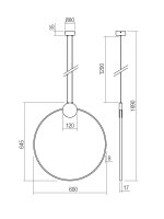 Závěsné svítidlo ATOM SU LED 20W 3000K BK/BRASS REDO 01-3107