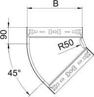 OBO RBM 45 115 FT Oblouk 45° Magic 110 vodorovný s rychlospojkou 110x150 Ocel