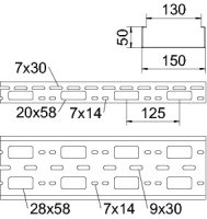 OBO AZK 150 A2 Minikanál AZ děrovaný 50x150x3000 Nerez 1.4307 A2 1.4301